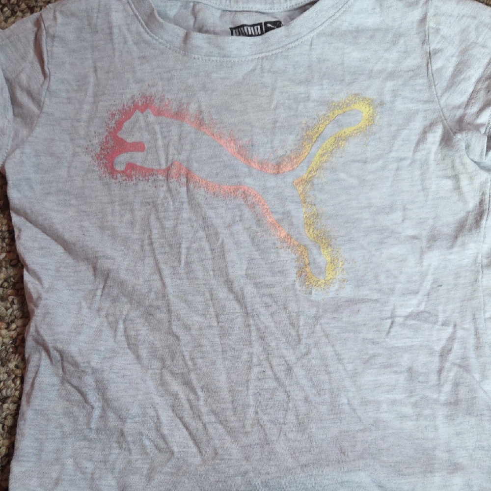 Puma Kids Gray T-Shirt with Colorful Logo